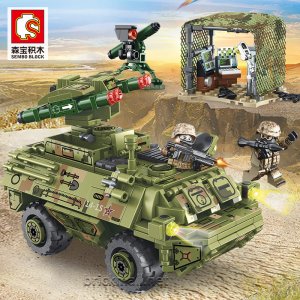 SEMBO-105656 HJ-9 ANTI-TANK MISSILE Vehicle Trucks Military Building Blocks Model Toys