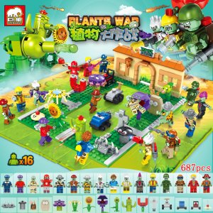 ELEPHANT JX-90086 Plants Big War Crazy Backyard Building Blocks Friends Gift Toys