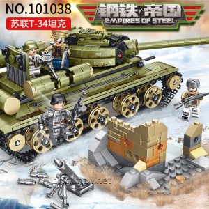 Sembo 101038 Soviet T-34 Medium Tank WW2 Tank Model Military Building Blocks Gift