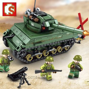 SEMBO-101304 M4 Sherman Medium Tank Building Blocks WW2 Tank Model Gifts For Friends