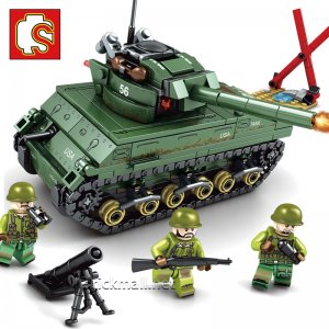 SEMBO-101304 M4 Sherman Medium Tank Building Blocks WW2 Tank Model Gifts For Friends