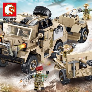 SEMBO-101361 British Army 25-pound Howitzeringly Tractor Building Blocks Gifts For Friends