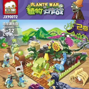 JX 90072 PLant vs Zombie Velociraptor Invasion Building Blocks Toys For Friends