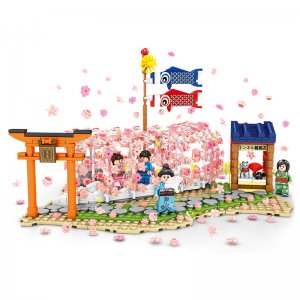 Sembo-601148 Japanese Style Romantic Cherry Tunnel Scene Building Blocks