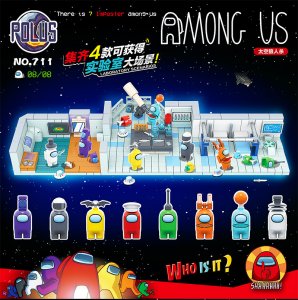 Renzaima-711 Among Us 4 in 1 Laboratory Scenarios Building Blocks Model