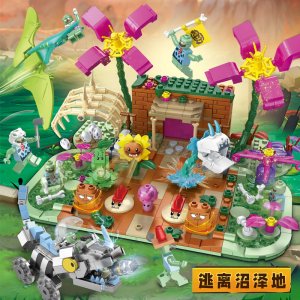 JX90141 Plants vs Zombies Jurassic Marsh Building Blocks Toys For Friends Gifts