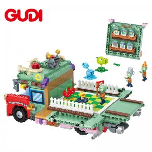 GUDI60009 Plants vs Zombies Crazy Dave's time machine Building Blocks Toys For Friends Gifts