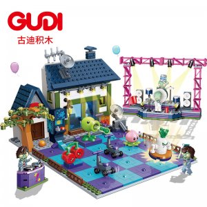GUDI60017 Plants vs Zombies Neon Mixtape Tour Building Blocks Toys For Friends Gifts