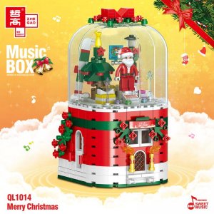 QL-1014 Santa Claus Christmas Tree Rotating Music Box Building Blocks Toy